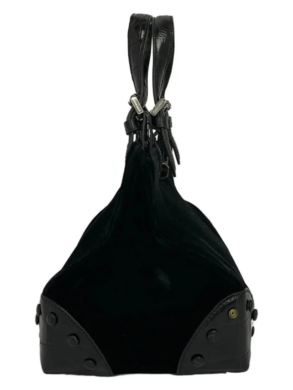 GIORGIO ARMANI Black Velour Leather Handbag